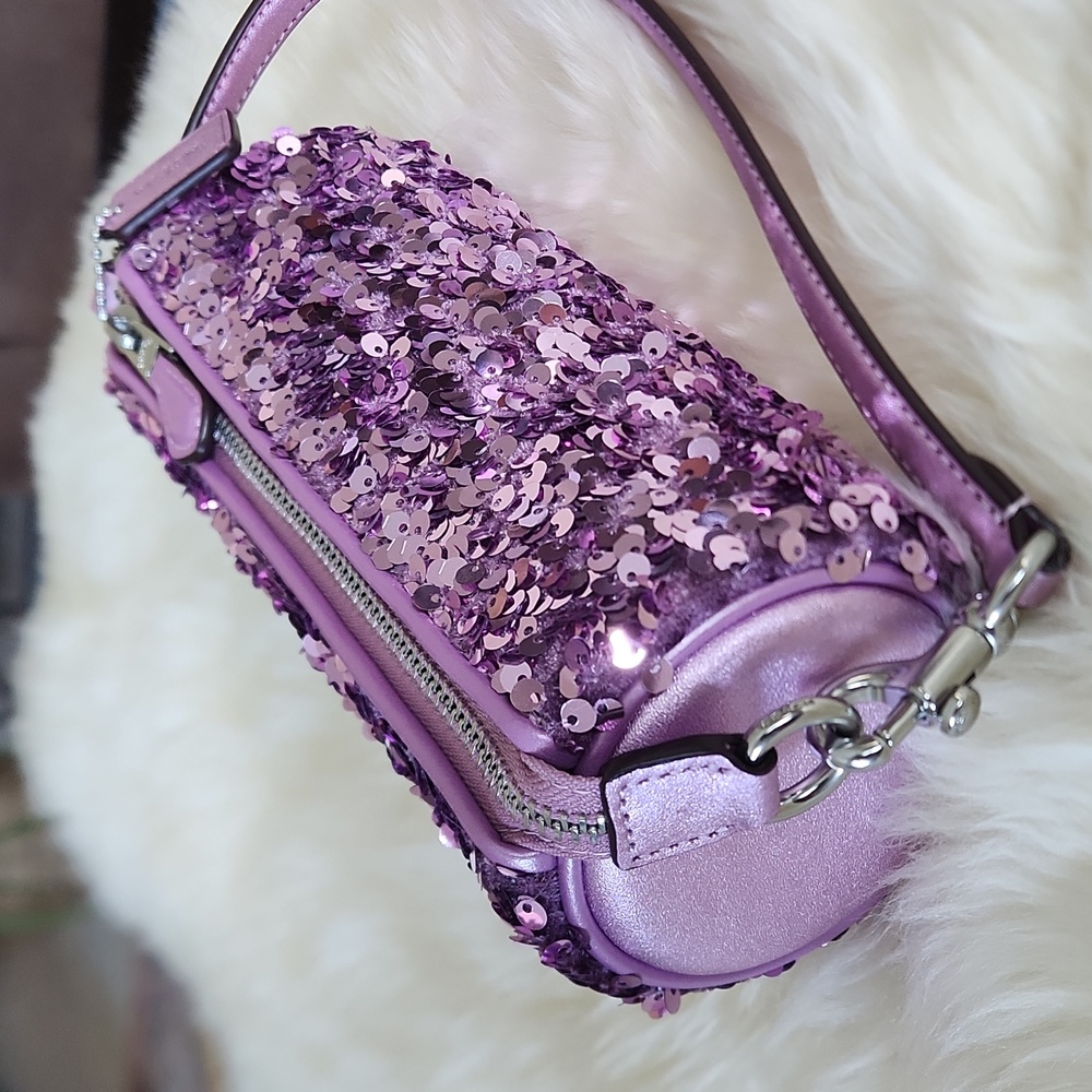 Gorgeous NWT Coach Lilac Sequin Nolita Barrel Bag 💜🎁 - Picture 7 of 16